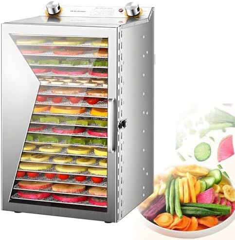 QUSYZD Dörrautomaten, 400 W, 800 W, Silber, Gewerblicher Dörrautomat mit 12 Ebenen, Edelstahl, transparente Glastür