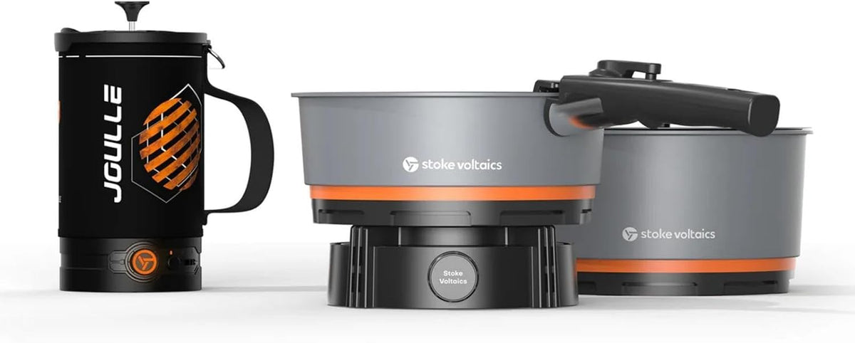 STOKE VOLTAICS Powerstation, Schwarz, Elektro-Kochset, inklusive Kessel-Topf mit French Press & Nomad Kochsystem