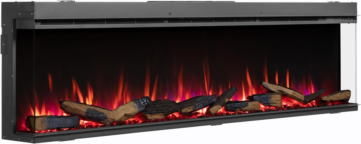 BALDERIA Elektrokamin, Schwarz, Athena 72 - Einbaukamin mit 3D LED Flammeneffekt und App