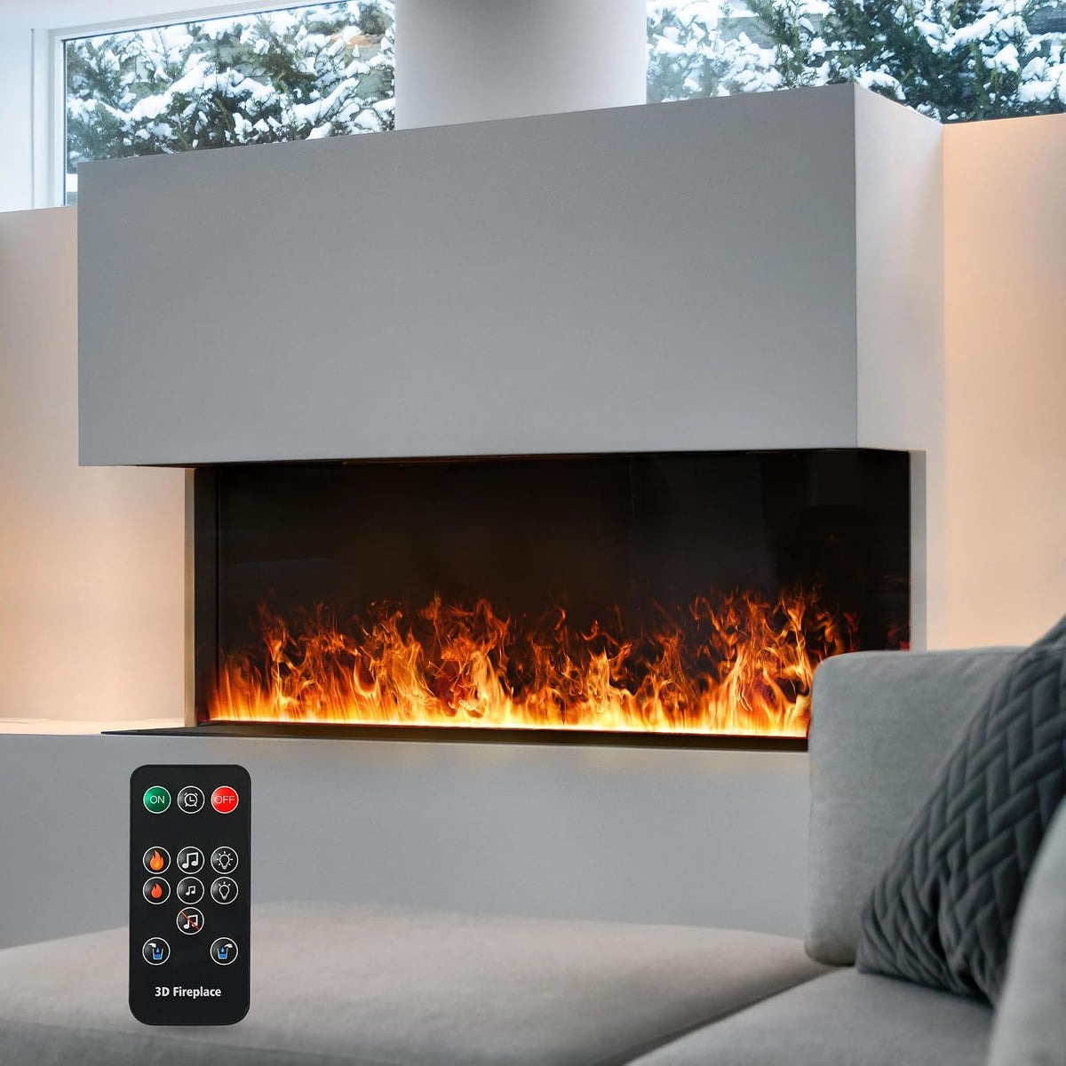 Mexhom Elektrokamin, 200 cm, Schwarz, Wasserdampf-Kamin, 3D Flamme Color ，Keine Heizung