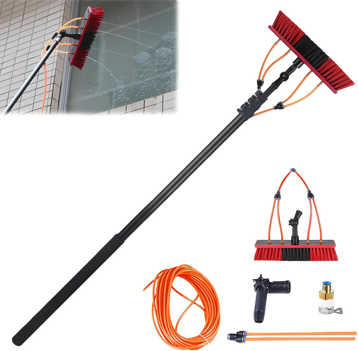 Teleskop Monitor, Schwarz, Fensterreiniger mit Wasserversorgung Solarpanel