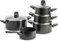 GreenPan Backofen, 16 cm, 18 cm, 20 cm, 24 cm, Schwarz/Silber, Memphis 9-teiliges Kochgeschirr-Set mit Deckeln (
