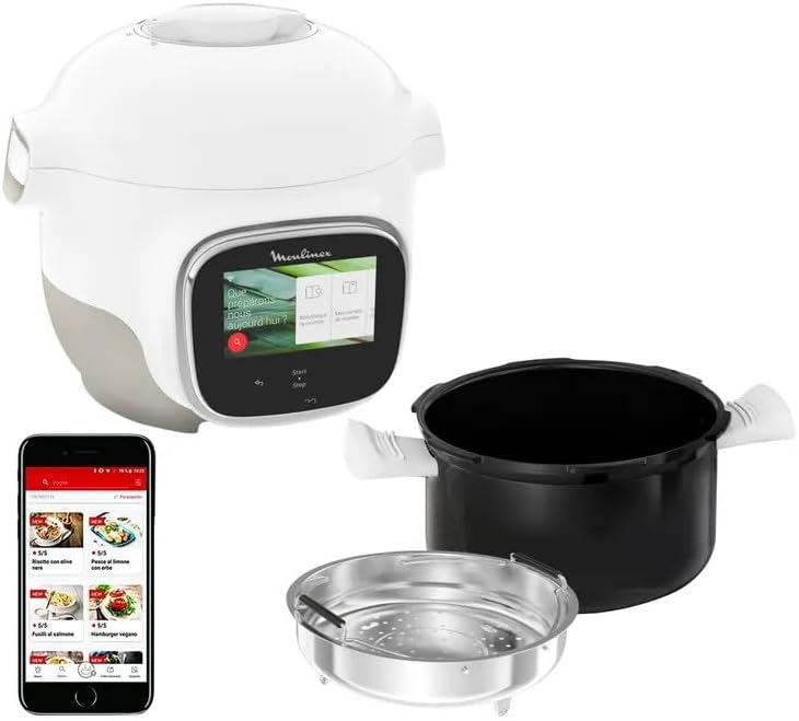 Moulinex Multikocher, 900 W, Weiss, Multicuiseur intelligent Cookeo Touch WiFi Mini CE922110