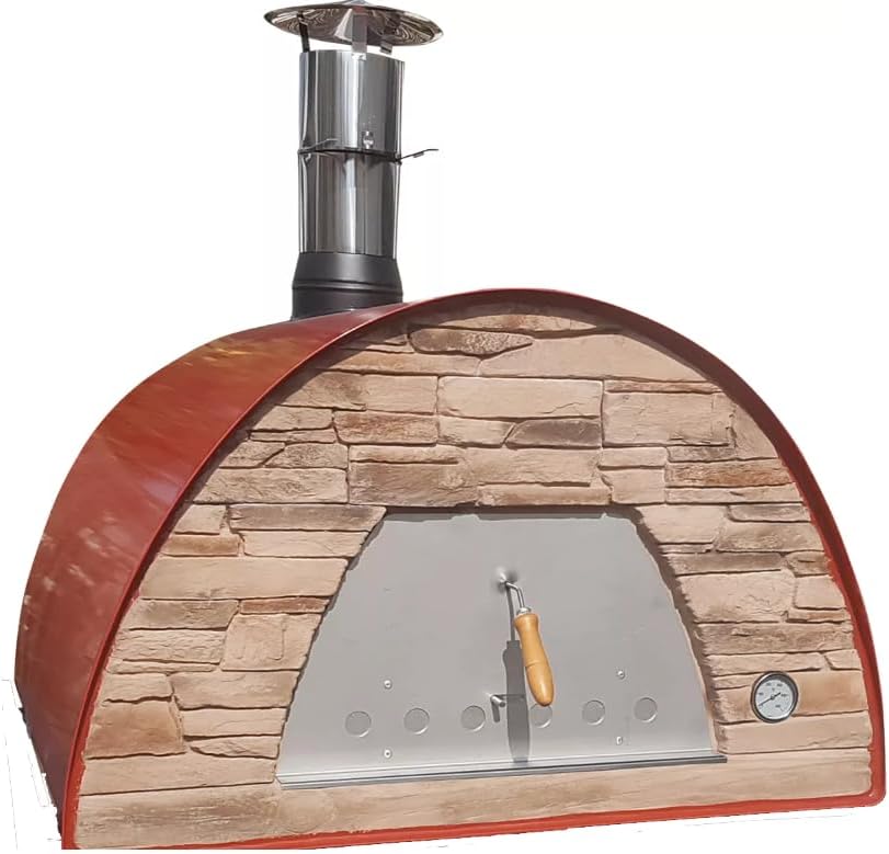 Tomishop Pizzaofen, Schwarz/Silber, MAXIMUS PRIME ARENA Mobiler Holz mit Steinbackofen