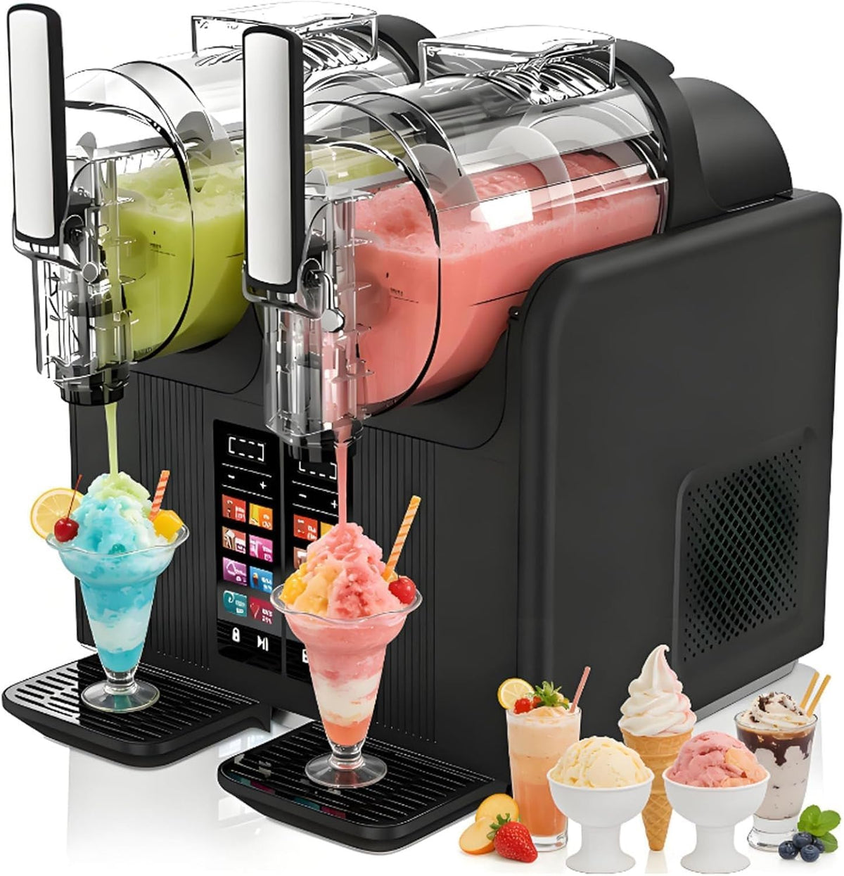 HUINGTON Eismaschine, 2 L, Schwarz, Slush-Eis-Maschine mit 7 intelligenten Voreinstellungen, kein Eis nötig