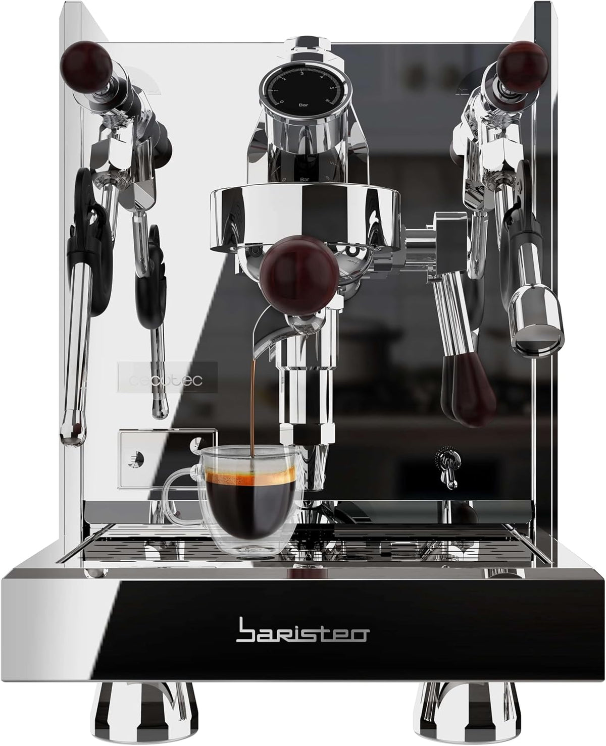 Cecotec Kaffeemaschine, 2440 W, 1,7 L, Schwarz/Silber, Espressomaschine Baristeo Iconic, Wassertank
