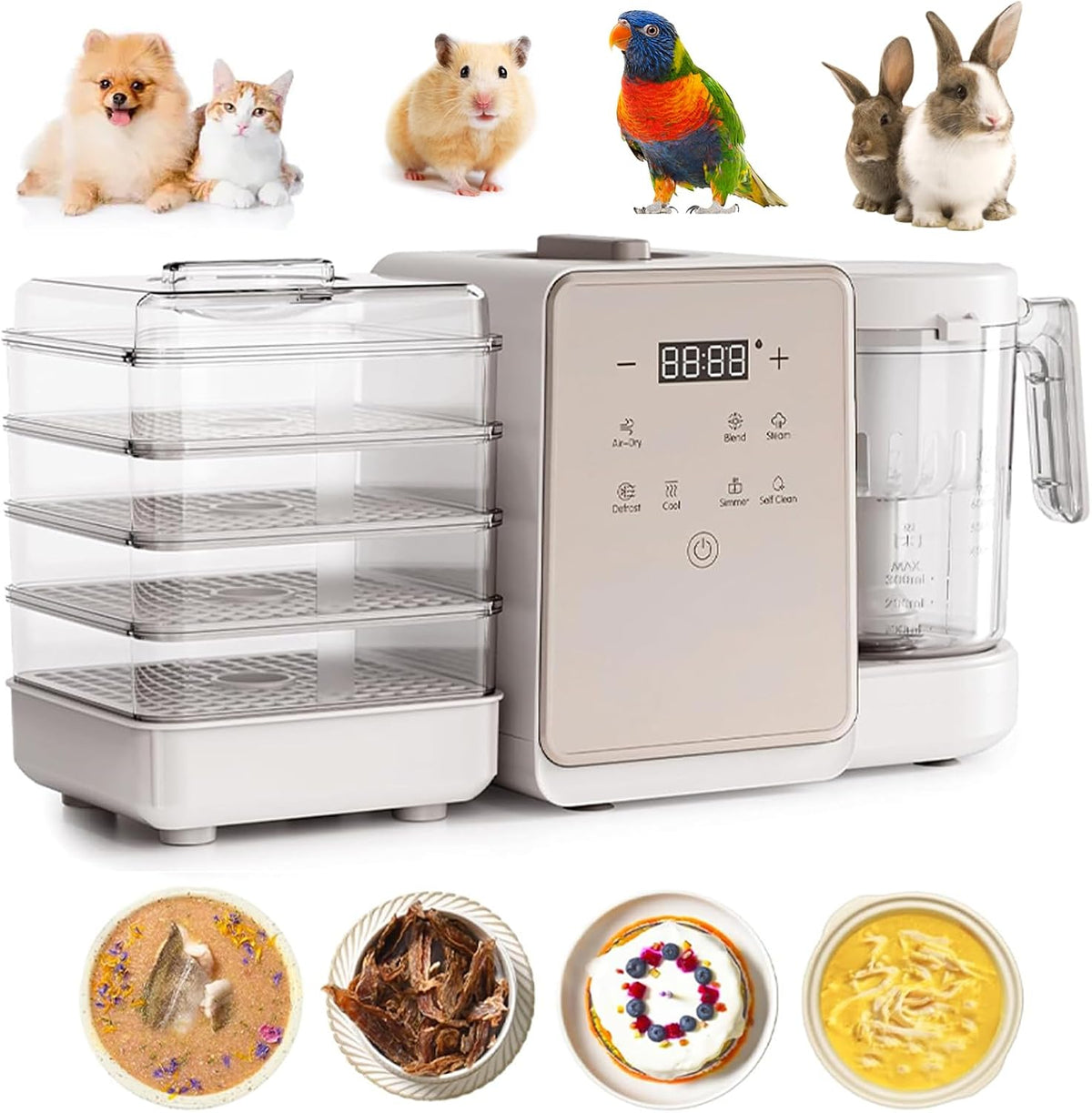 Pet Universalzerkleinerer, Schwarz, Food Processor, 7-in-1 Smart Treat Maker mit 10 Arten von Futtersorten &, Katzen & Kleintiere
