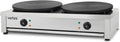 vertes Crepesmaker, 2x 40 cm, 3000 W, Silber, Crepes Maker Doppelt Elektrisch aus Edelstahl mit Platte 2x, Antihaftbeschichtung