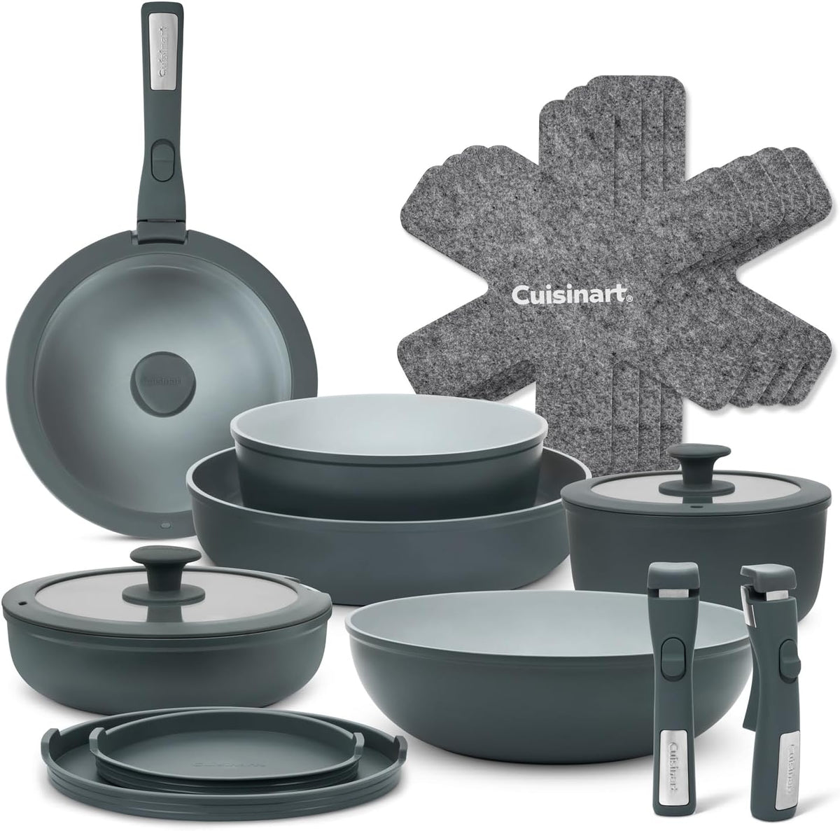 Cuisinart Backofen, Schwarz/Silber, ClickSmart Antihaft-Kochgeschirr, 18-teiliges Töpfe- & Pfannen-Set, Abnehmbarer Griff