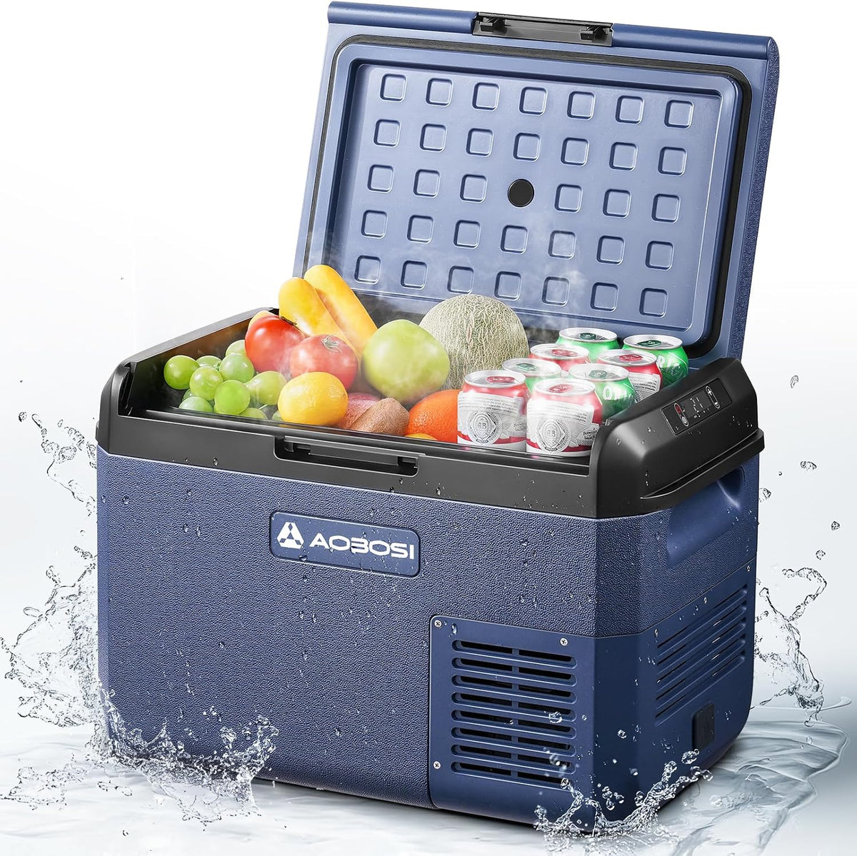 AAOBOSI Kompressor, 230 V, 25 L, 12 V, Blau/Schwarz, Kühlbox, Tragbare Elektrische Kühlbox /, IPX4 Wasserdicht, -20°C bis 20°C