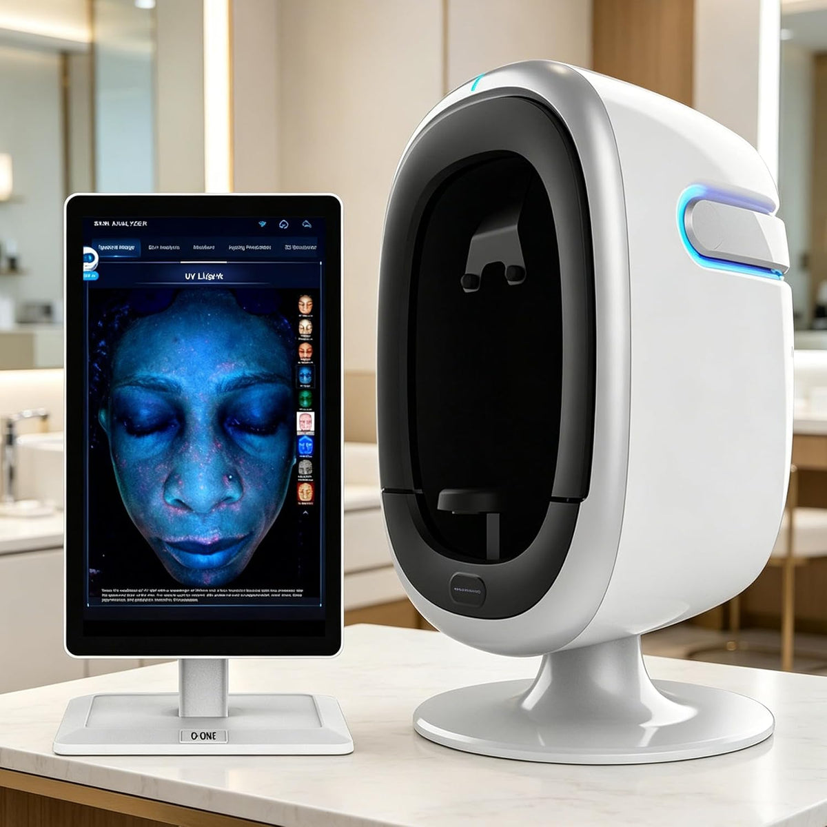 YMLUKzun Kamera, Schwarz, 6-Zoll-System zur intelligenten Haut- und Kopfhautanalyse A, KI-Gesichtsscanner, 7-Spektren-Bildgebung
