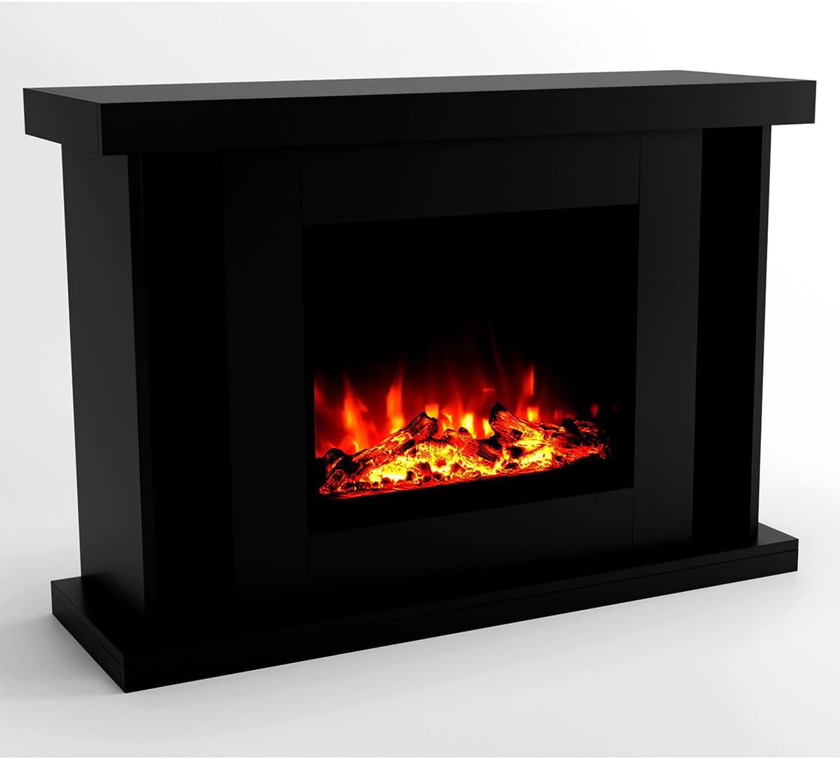 GLOW FIRE Elektrokamin, 120x84x38 cm, Schwarz, GF Core mit Heizung und Kaminfeuer (Standkamin TARVOS) -, Heizlüfter
