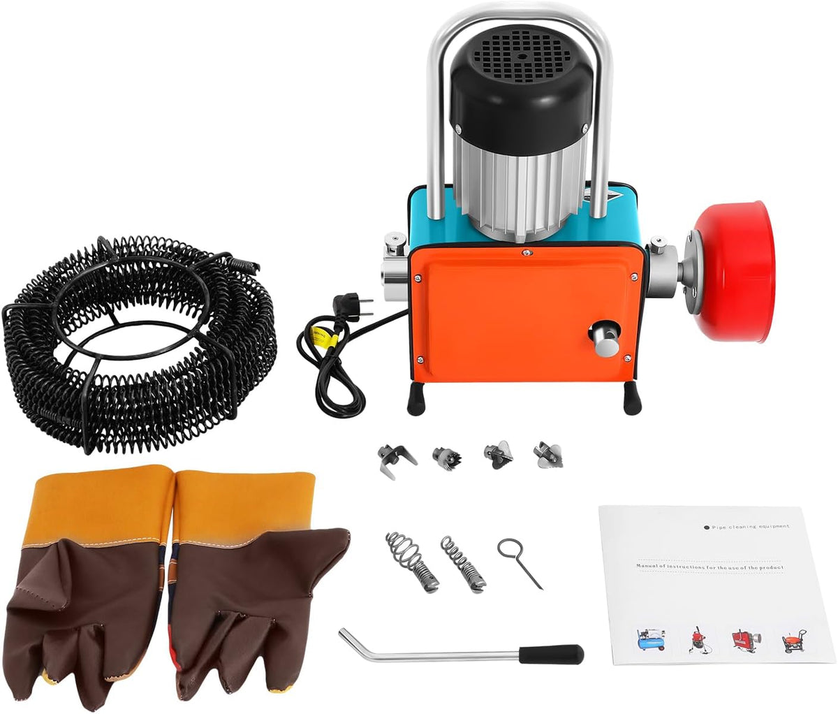 pochcicou Rohrreinigungswellen, 150 mm, 1000 W, 30m, Eisen, Schwarz, Abflussreiniger Rohrreinigungsmaschine, Länge der Reinigung