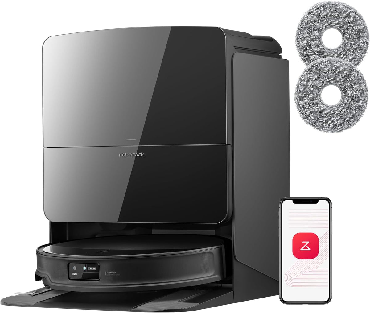 roborock Saugroboter, Schwarz, Saros 10R Set mit Wischfunktion&angebbarem Wischmopp