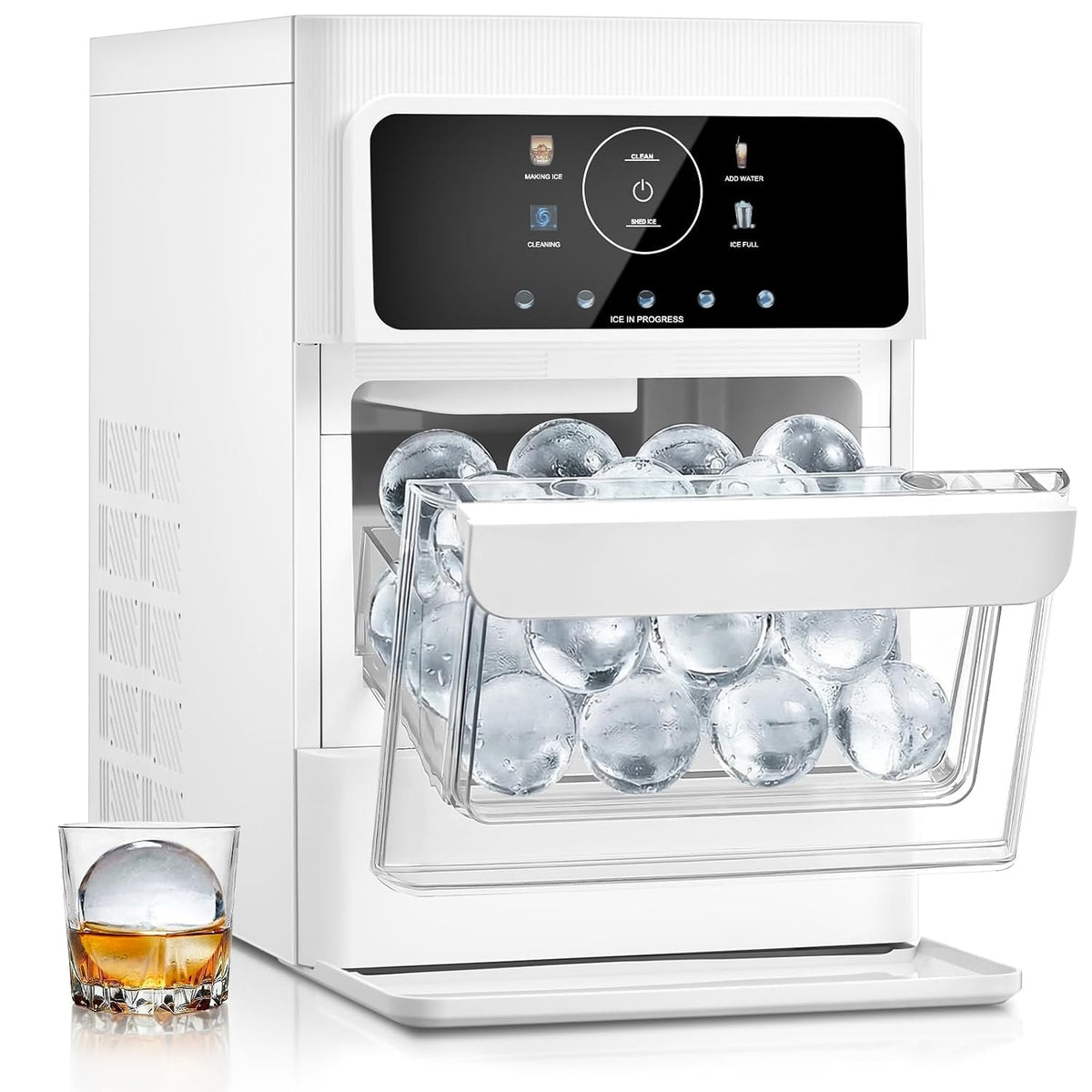 FOHERE Eiswürfelmaschine, 63 MM, Schwarz, für Eiskugeln, Extragrosser Eishockeypuck, 3 Stk Transparente und Rissfreie Eiskugeln in 45 M