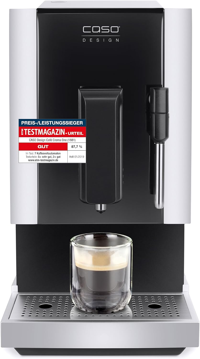 Caso Kaffeevollautomat, Silber, Café Crema One, Edelstahl-Kegelmahlwerk