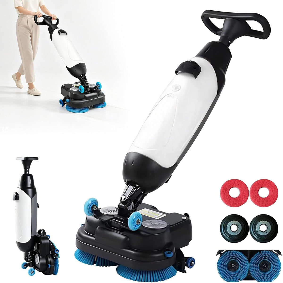 LURECAQING Nass- & Trockenmopps, 65–73 dB, 4,5 L, 7,5 L, Weiss, Kompakte Scheuersaugmaschine Akku, Bodenreiniger mit Saugen