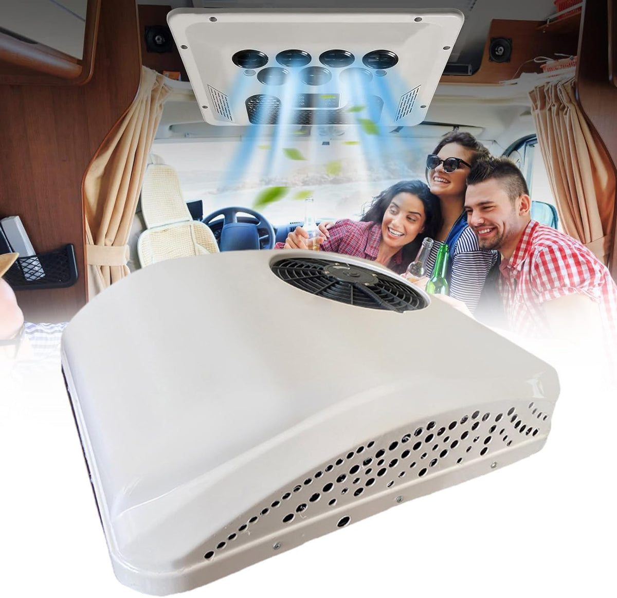 aigahealzhou Mobiles Klimagerät, ≈60 dB(A), 170 mm, 12 V, 96 V, ABS, Weiss, DC Inverter Dachklimaanlage für Wohnmobil