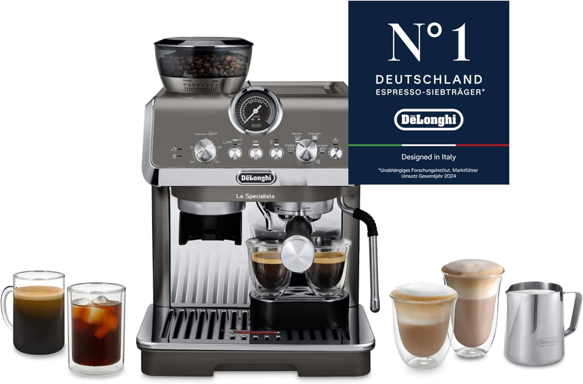 De'Longhi Kaffeemaschine, 15 Bar, Schwarz/Silber, Siebträgermaschine La Specialista Arte Evo Cold Brew EC9255T