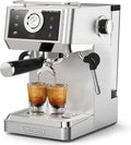 CAFELFFE Kaffeemaschine, 1350 W, Silber, MK-902 20-Bar-Espressomaschine, 58-mm- komplett aus Edelstahl, Heiss-/Kaltbrühkaffee