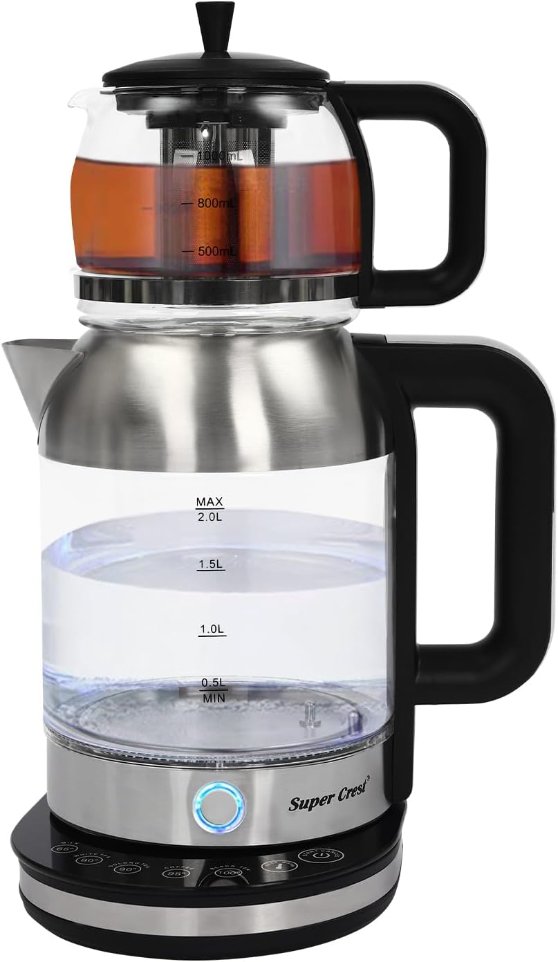 HongKKon Teemaschinen & -kocher, 1800 W, 220 V, 2 L, 1 L, Glas, Kunststoff, Edelstahl, Schwarz