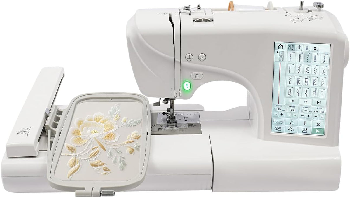 GAOUSD Projektionsleinwand, Grau, Stickmaschine mit 7-Zoll-Bildschirm Automatische, 11 Sprachen, 650 U/min, Geschwindigkeit einstellbar