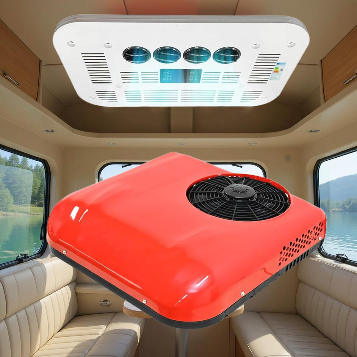 DC Mobiles Klimagerät, 12 V, 24 V, 48 V, 60 V, Weiss, Dachklimaanlage für Wohnmobile und Wohnmobile, universelles Design