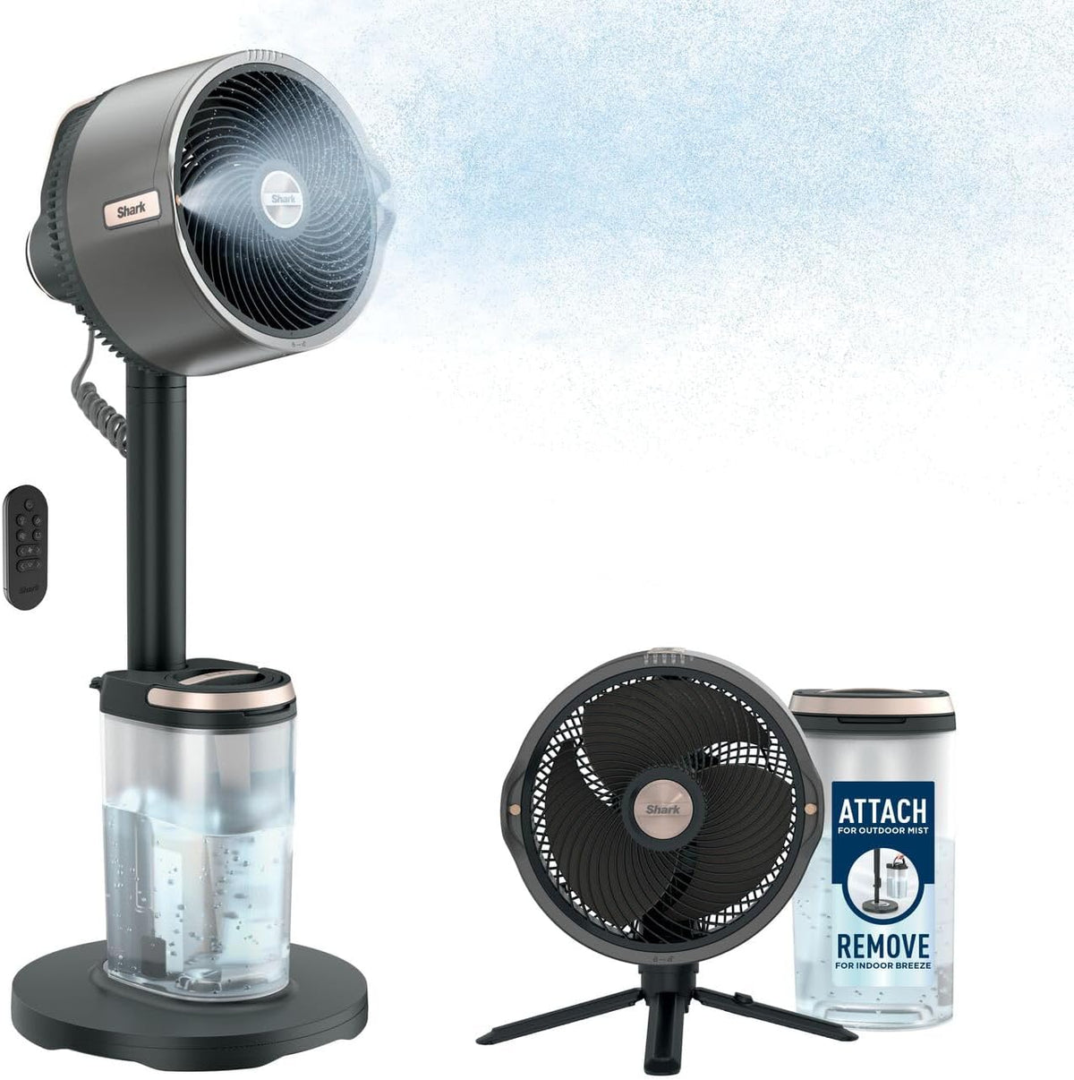 Shark Ventilatoren, 20 m, Anthrazit, FlexBreeze Pro Mist Akku-Ventilator FA300EU, leise