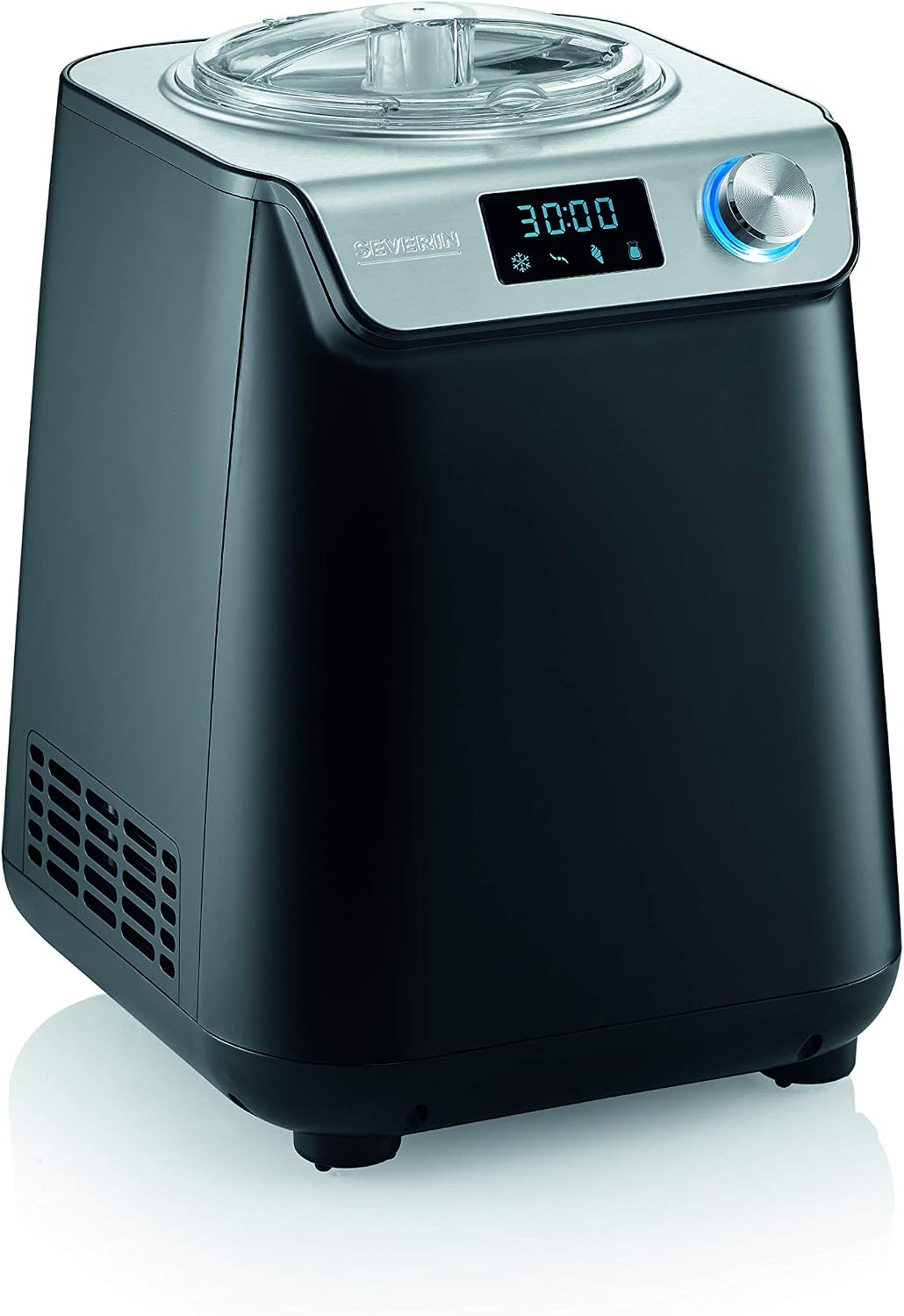 SEVERIN Eismaschine, 1,2 l, Schwarz, EZ 7409 mit Joghurtfunktion, Fassungsvermögen, selbstkühlend, 2-in-1 mit Rezeptbuch für Sorbets