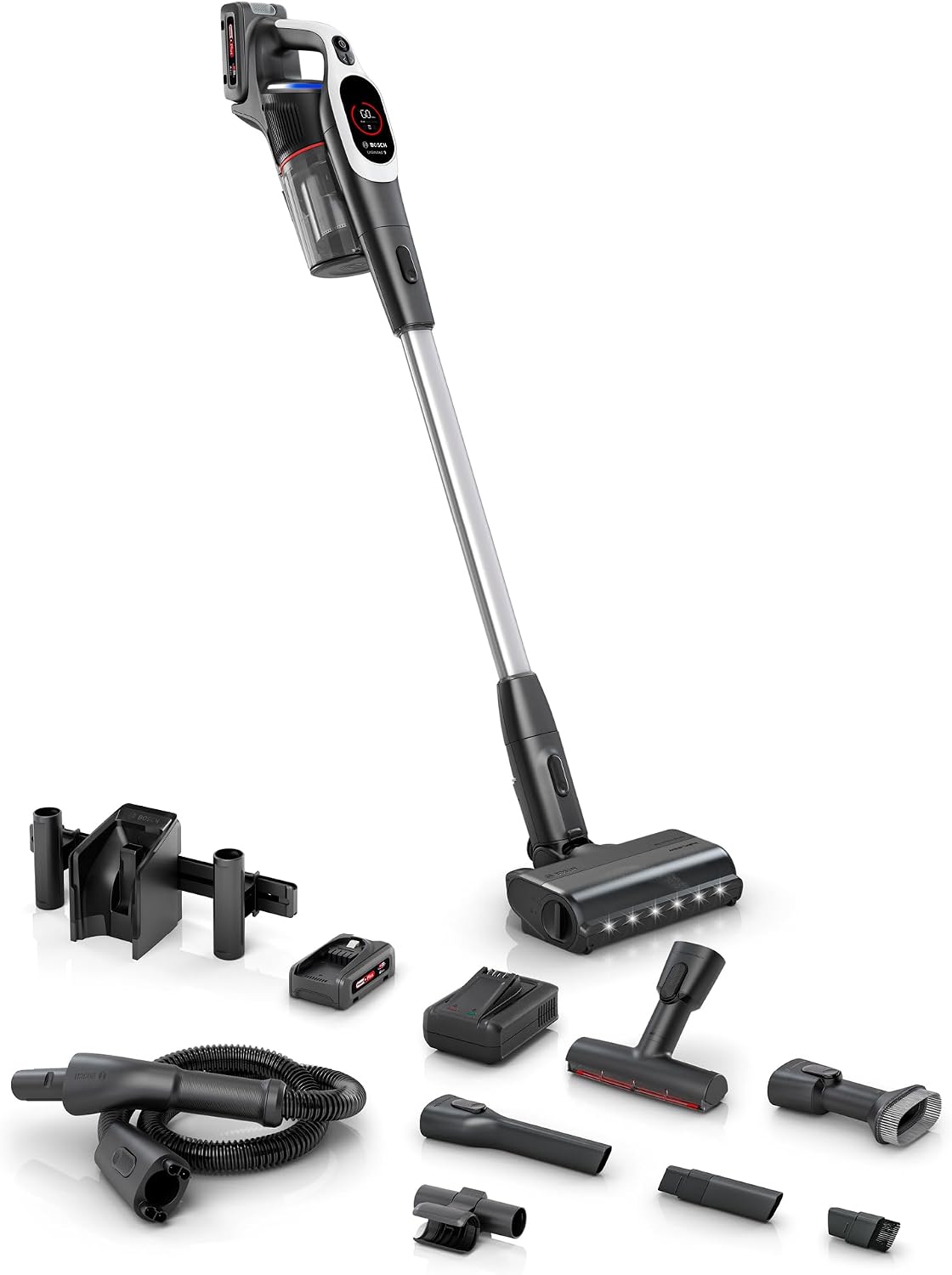 Bosch Stabstaubsauger, 4 Ah, Weiss, Akku-Staubsauger Unlimited 9 BTS942WQC, kabellos, MicroClean Technology, Display