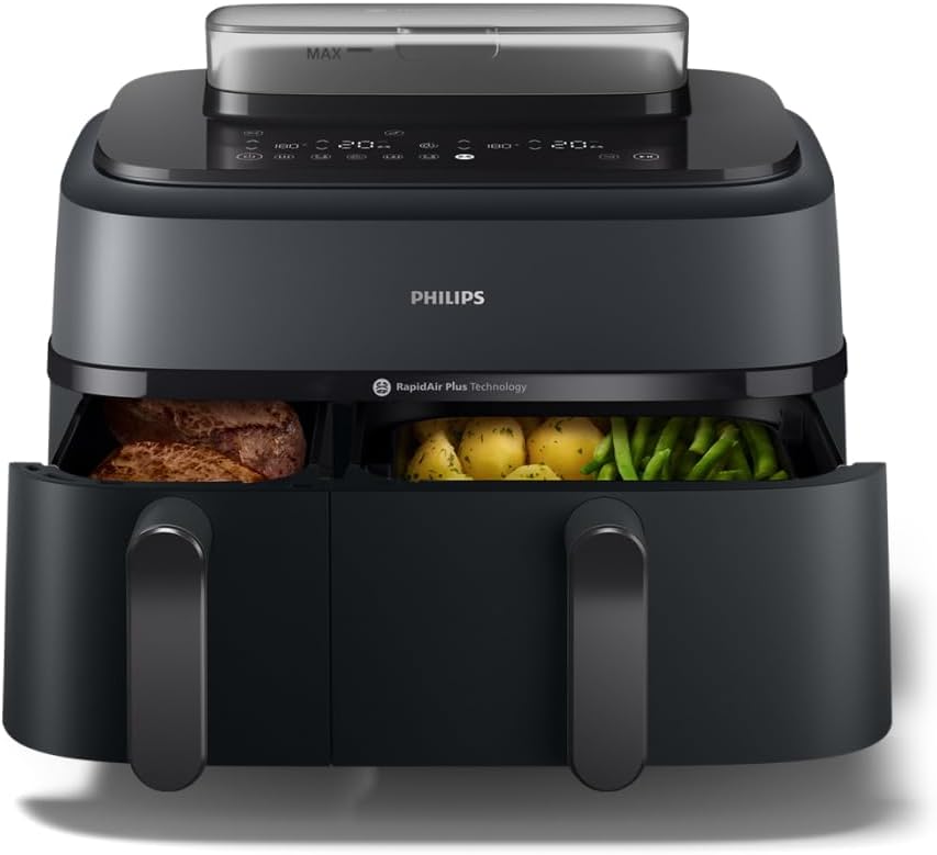 PHILIPS Heissluftfritteuse, 9 L, Schwarz, Steam Airfryer 5000 Heissluftfritteuse