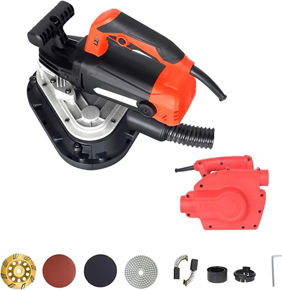 Betonschleifmaschine Staubsauger, 2450 W, Schwarz, mit Diamantschleifer, 6 Geschwindigkeitsstufen, für Beton, Marmor und Granit(Grinder+Vacuum)