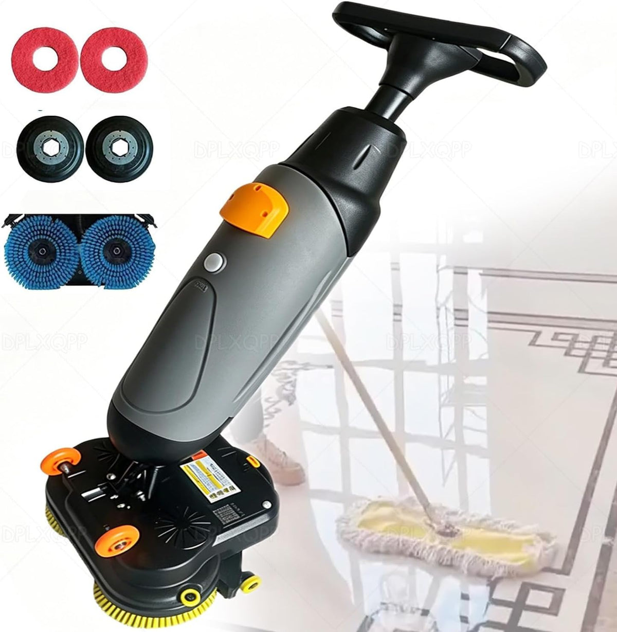 DPLXQPP Nass-,Trockensauger für Werkstätten, 250 W, 18 Kg, Grau, Kabellose Scheuersaugmaschine Mit 90, 120 Min.Laufzeit