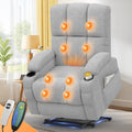sisolos Relaxsessel, Grau, Massagesessel mit Aufstehhilfe, & Fernsehsessel mit Massage- und Heizfunktion, USB + Typ-C Ladeanschlüsse