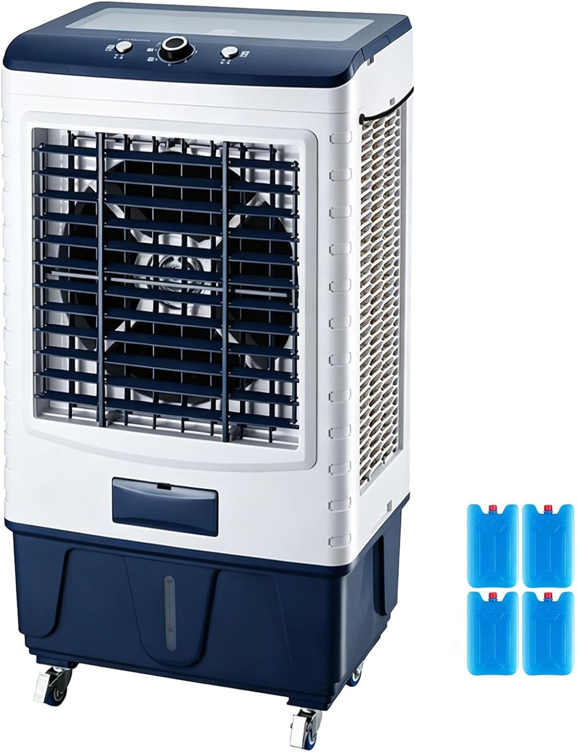 LXRHLIKG Mobiles Klimagerät, 280 W, Weiss, Klimaanlage ohne Abluftschlauch, 40-l-Tank, Drehregler, Luftkühler