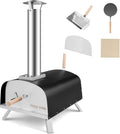 COSTWAY Pizzaofen, Braun, Outdoor, tragbarer Pizza Holzofen inkl. Pizzaschieber und Pizzastein, Gas & Holz Pizza Ofen für Garten Camping