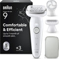 Braun Elektrorasierer, Braun, Silk·épil 9 Elektrischer Epilierer für Damen, mit Trimmerkamm, Peeling-Bürste und Hülle