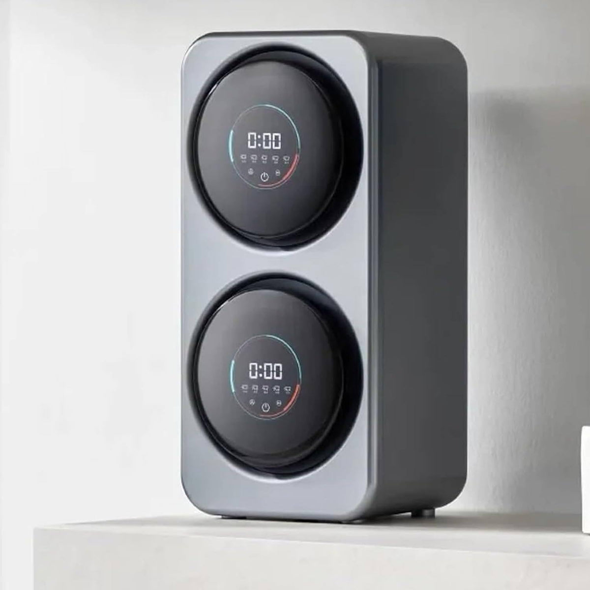 JINGEDD Waschmaschine, 3,5 l, Silber, Mini- und Trockner 2 in 1, mit LCD-Touchpanel/intelligenter Selbstreinigung