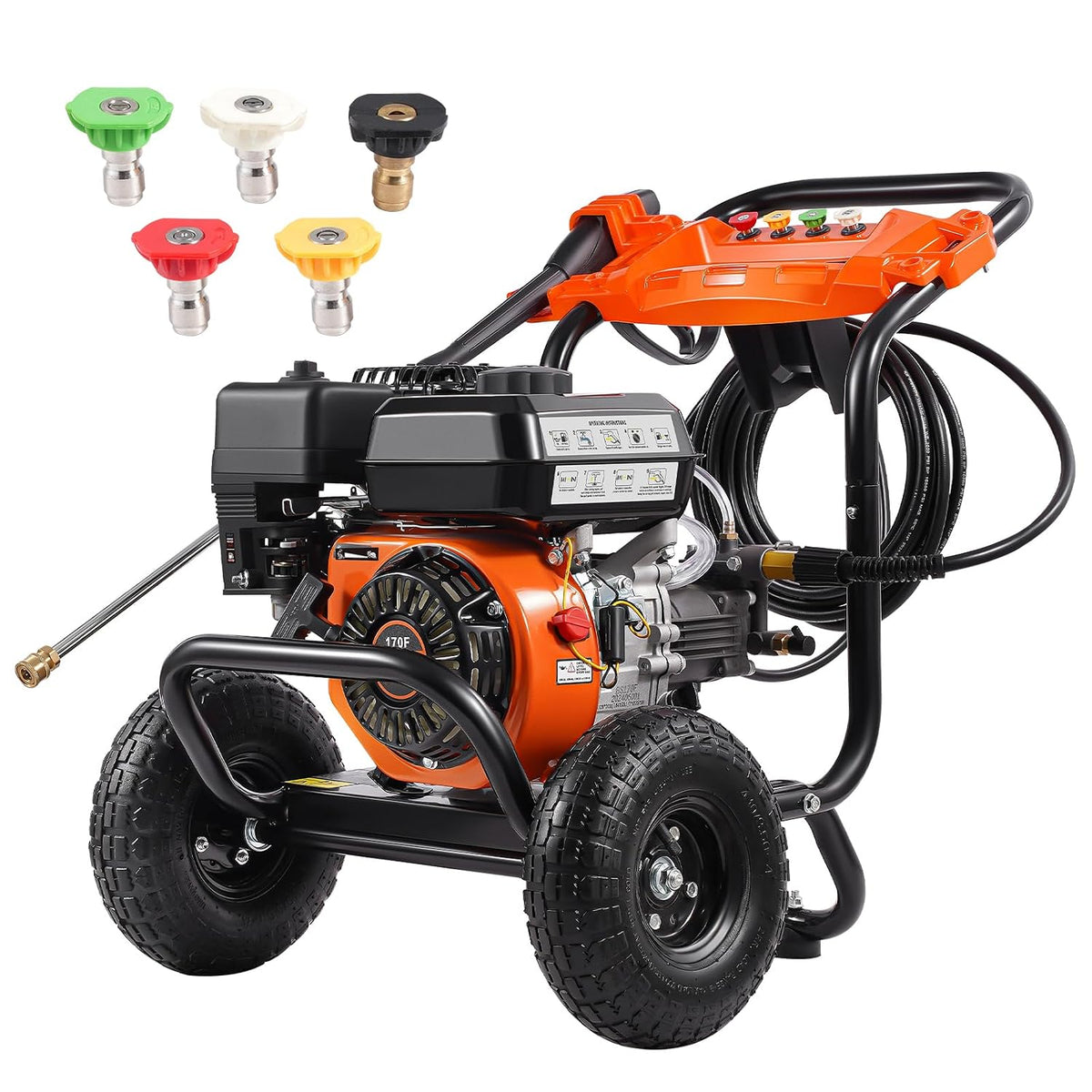 VEVOR Hochdruckreiniger, 10 L, Schwarz, Benzin-, 3500 PSI /min, 6 GPM Terrassenreinger mit Aluminiumpumpe, Hochdruckpistole & Verlängerungsstab