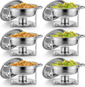 Wilprep Buffetschrank, 5 L, Silber, 6er-Set Rund Chafing Dish Set, Edelstahl-Speisenwärmer, Suppenwärmer & Bain Marie
