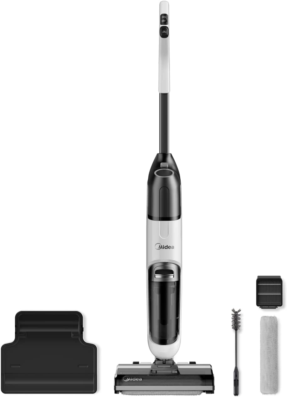 Midea Staubsauger, Schwarz, X6 kabelloser Nass-Trocken-, 3-in-1 Smart Wischmopp, Staubsaugen/Wischen/Waschen, 35 Minuten Laufzeit