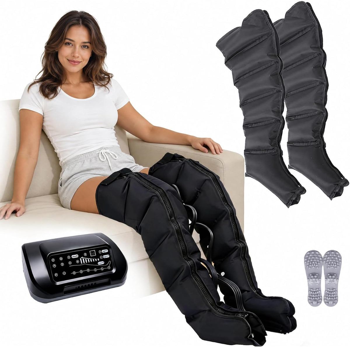 LYJIANGXIN Fussmassagegeräte, Schwarz, Bein Massagegerät Lymphdrainage Gerät Wasser Beine L/XL