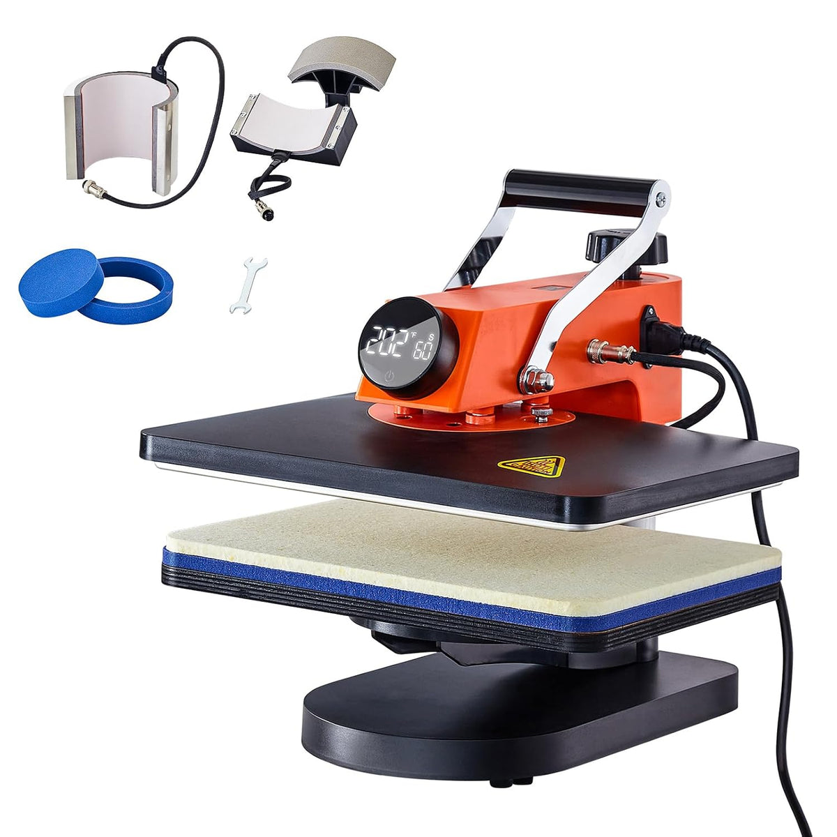 VEVOR Druckpressen, 15 Zoll, Schwarz, 5-in-1-Hitzepresse, 12 x, schnelles Aufheizen, 360° schwenkbarer digitaler Sublimationstransfer