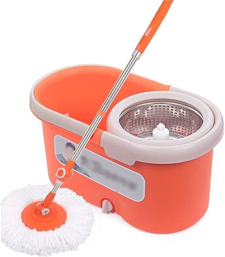 JINHH Mopp- & Eimersets, Edelstahl+Faser+PP-Kunststoff, Orange/Silber, Spin Mop Eimer System Spin Mop Orange Spin Mop Eimer