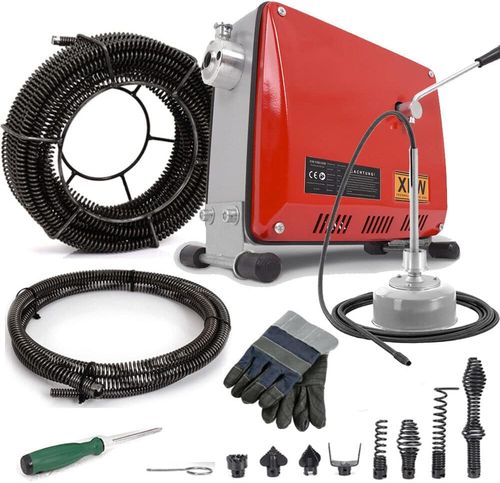 XIIW Rohrreinigungswellen, 500 W, 10 mm, 16 mm, 21M, Schwarz, Elektrische Rohrreinigungsmaschine, Ø10 mm 5M, Spirale