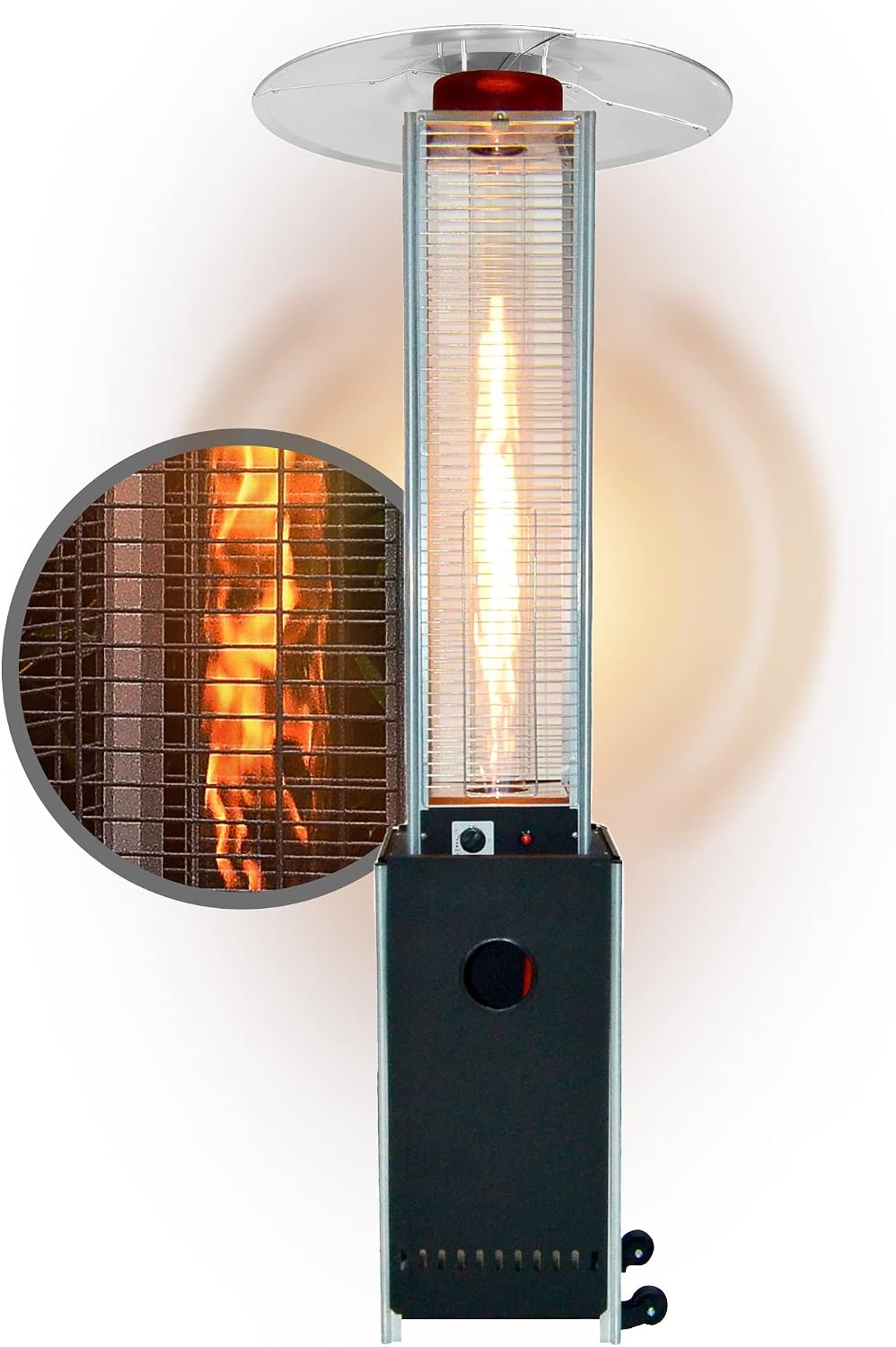 APANA Heizstrahler, 12,5 kW, Schwarz, Gasheizer Bellamente Cristal, Gas Heizpilz in mit Transportrollen, Outdoor für Garten & Balkon