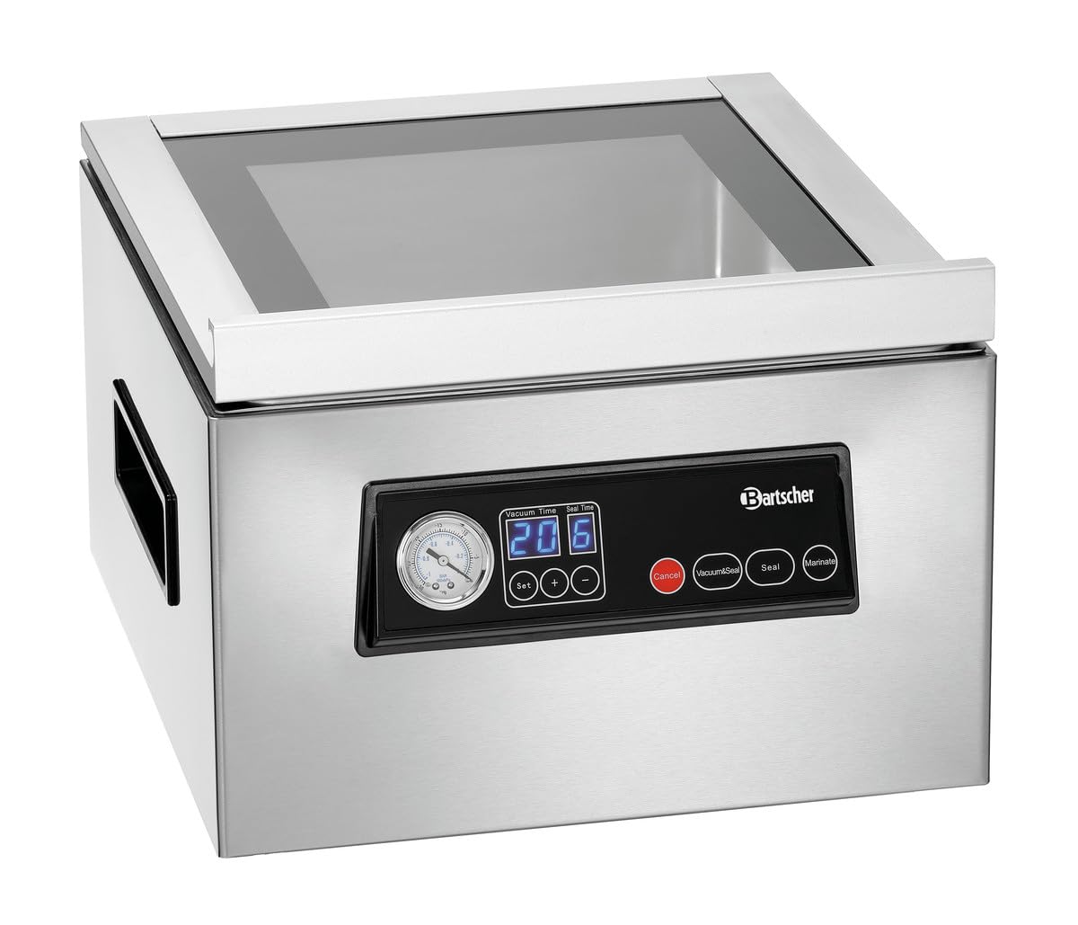 Sanzo Mikrowelle, 60 Liter, 300 mm, Edelstahl, Kunststoff, Schwarz, Vakuumierzeit: 20 - 99 Sekunden