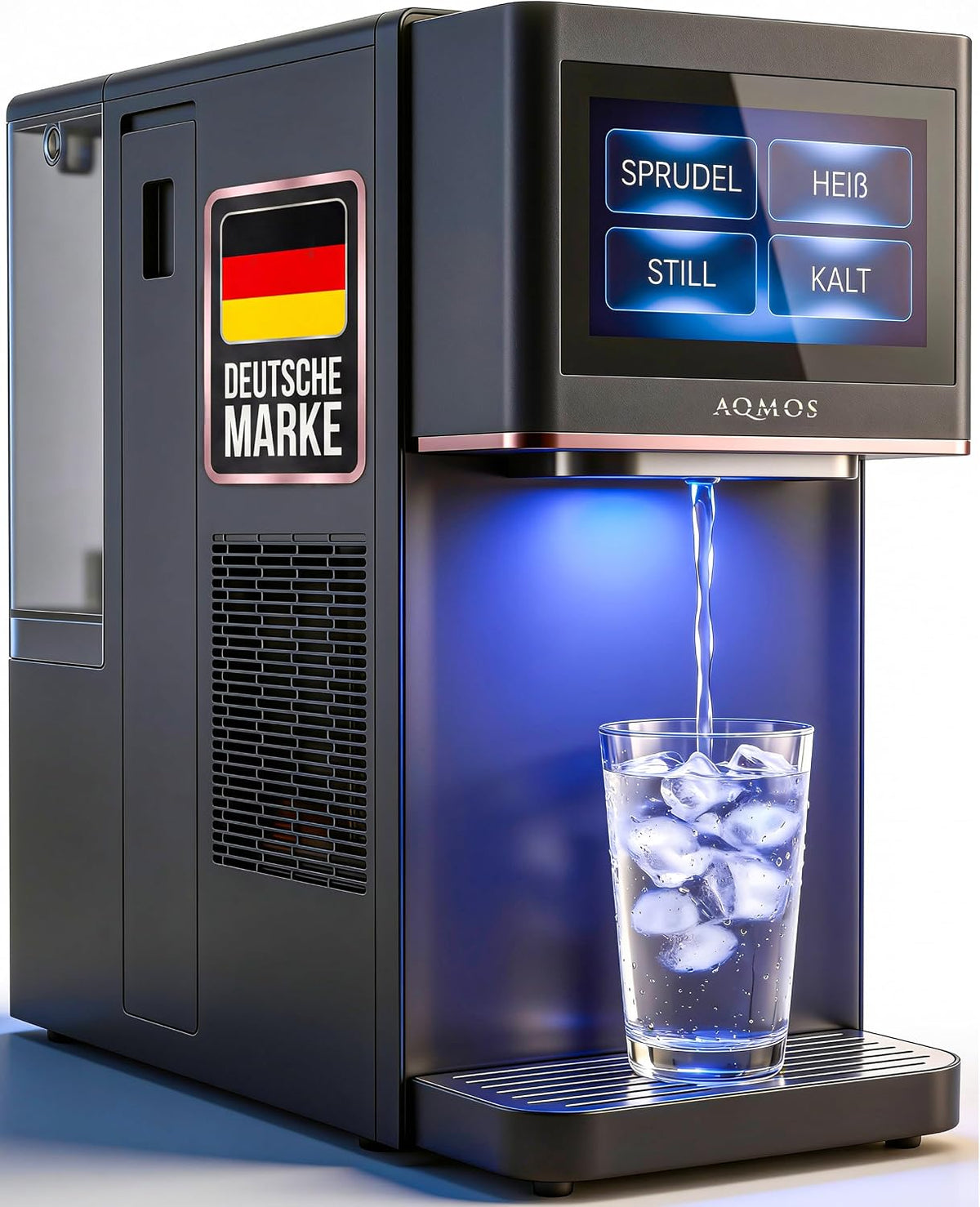 AQMOS Wasseraufbereitung Kühler & Wasserspender, Schwarz, Drinking Pro Osmose-Wasserspender, still, sprudelnd, kalt & heiss