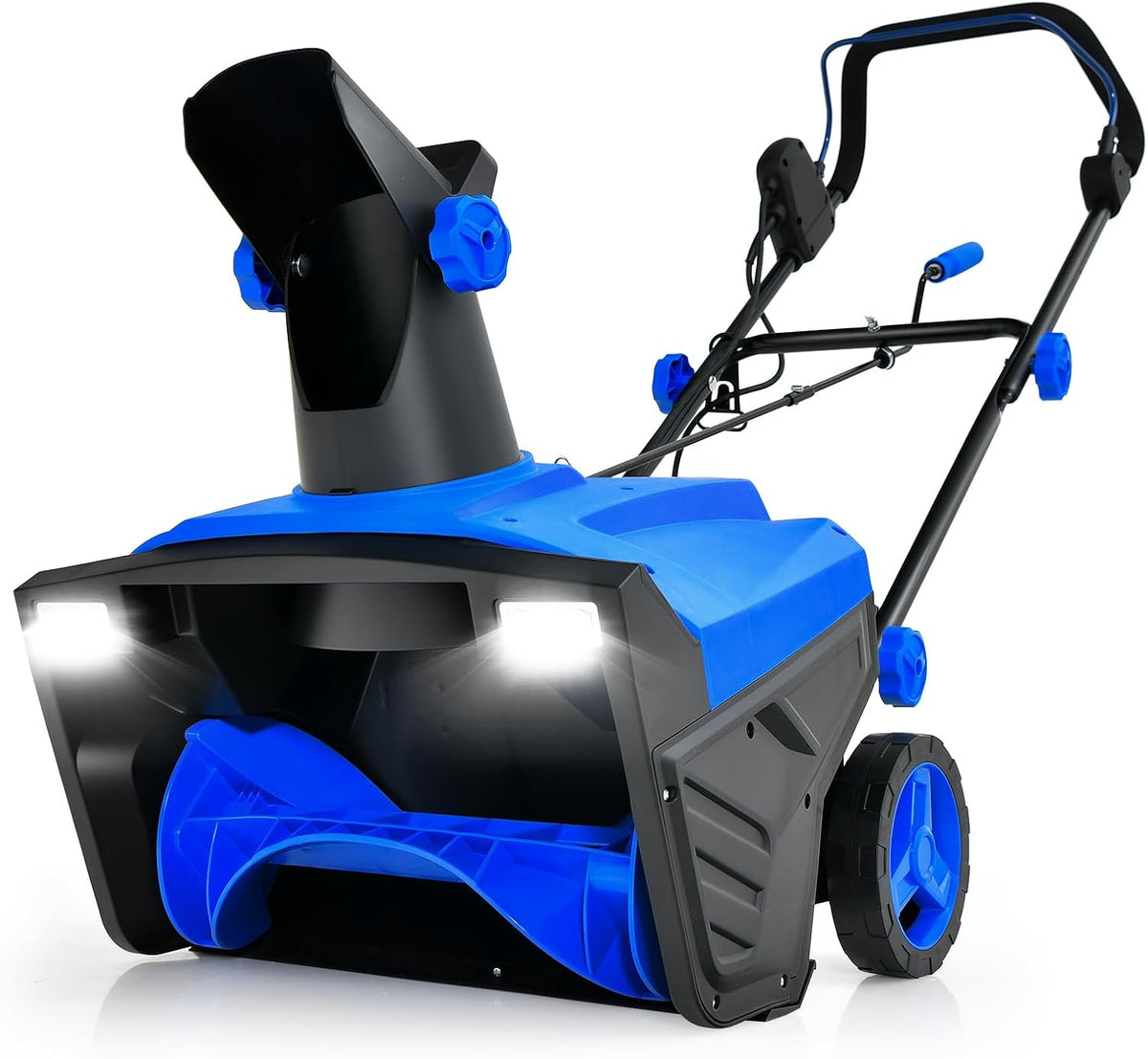 COSTWAY Schneefräse, 2300 W, 50 cm, 25 cm, 9 m, Blau/Schwarz, Elektro- mit LED-Leuchten & 15 A Motor, Arbeitsbreite