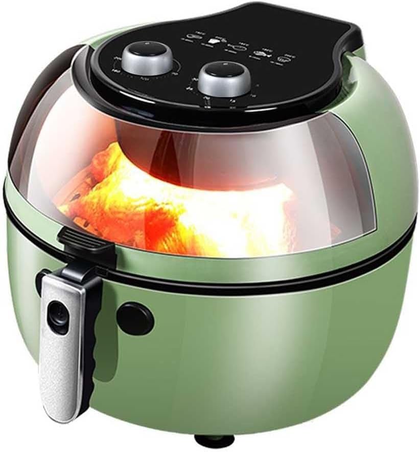 YRPEVFGAS Heissluftfritteuse, 1350 W., 8 l., Grün, Visuelle Heissluftfritteuse, ölfreie elektrische Fritteuse, vollautomatische